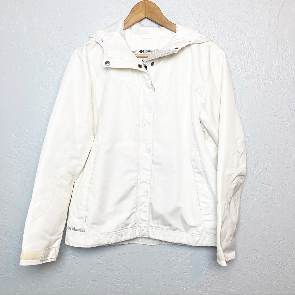 Columbia White Packable Rain Coat Medium